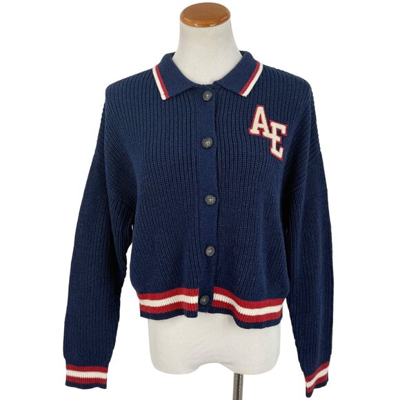 NWT American Eagle Cropped Letterman Cardigan Jacket • Y2K Preppy Collegiate S/M - Picture 2 of 16